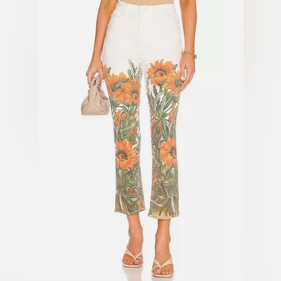 New Mother High Waisted Rider Ankle in Water For Flowers Size 28 - Picture 1 of 11